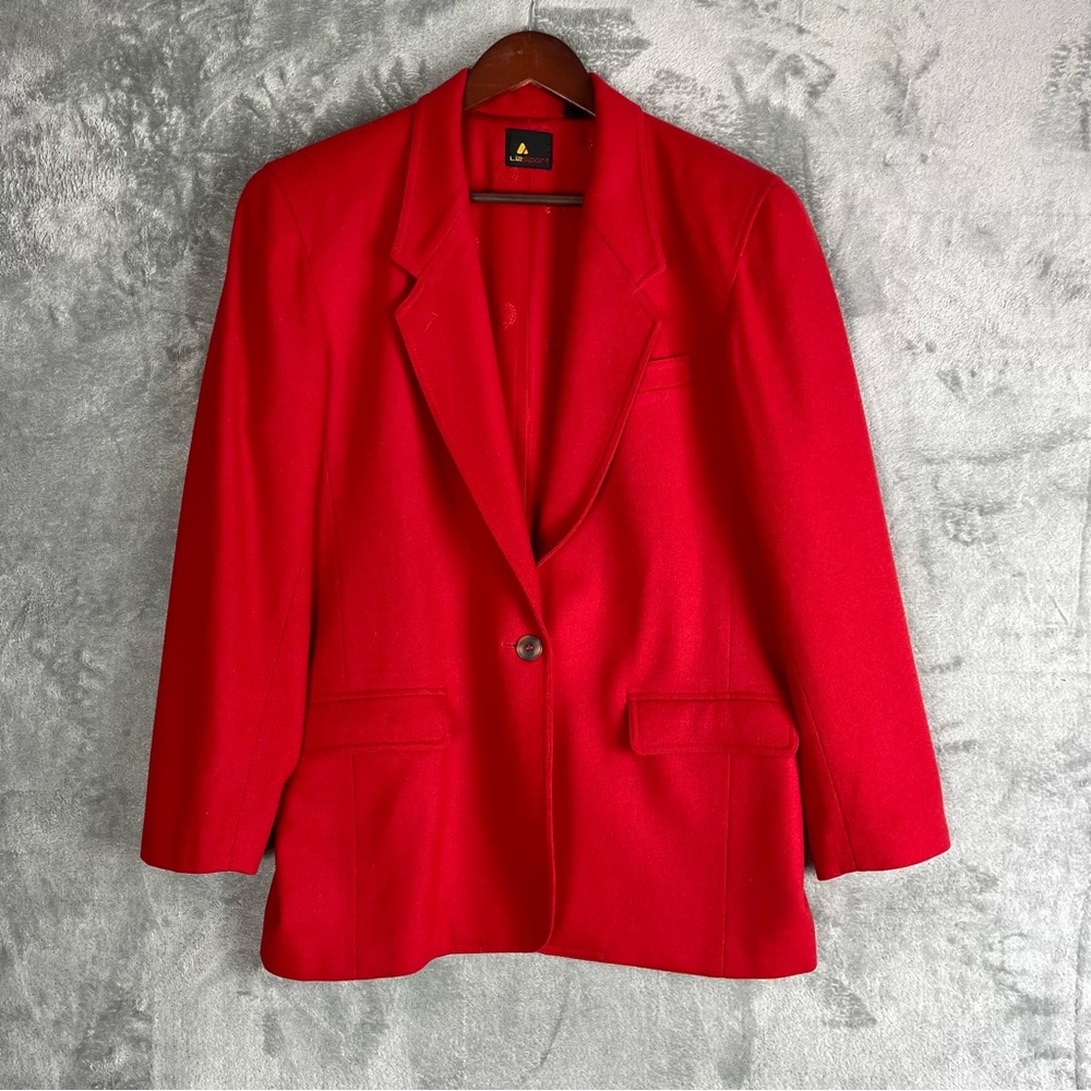 Vintage LizSport Red Wool Blazer‎ Suit Jacket 10 Preppy Academia Quiet Luxury